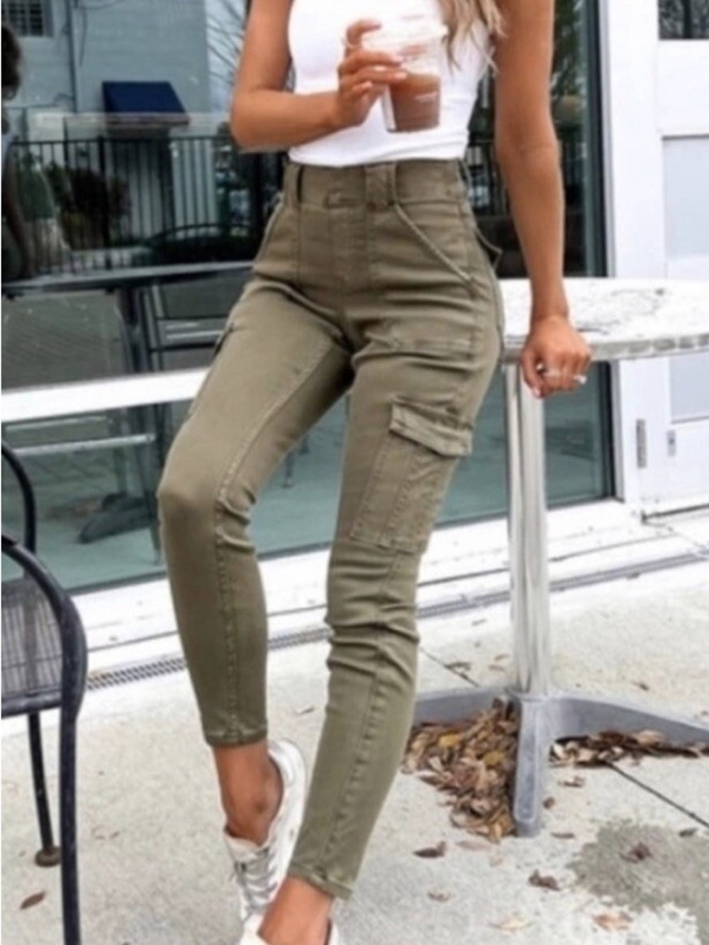 SPANX Olive Cargo Skinny Pants